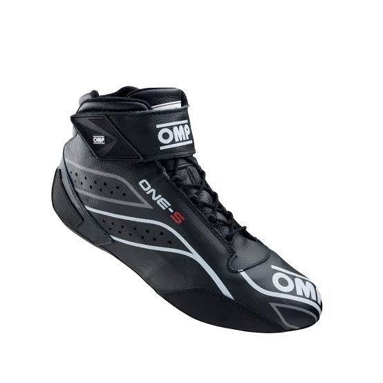 Professional black and grey OMP Sport karting steering gloves with textured high-grip silicone palms and wrist coverage.