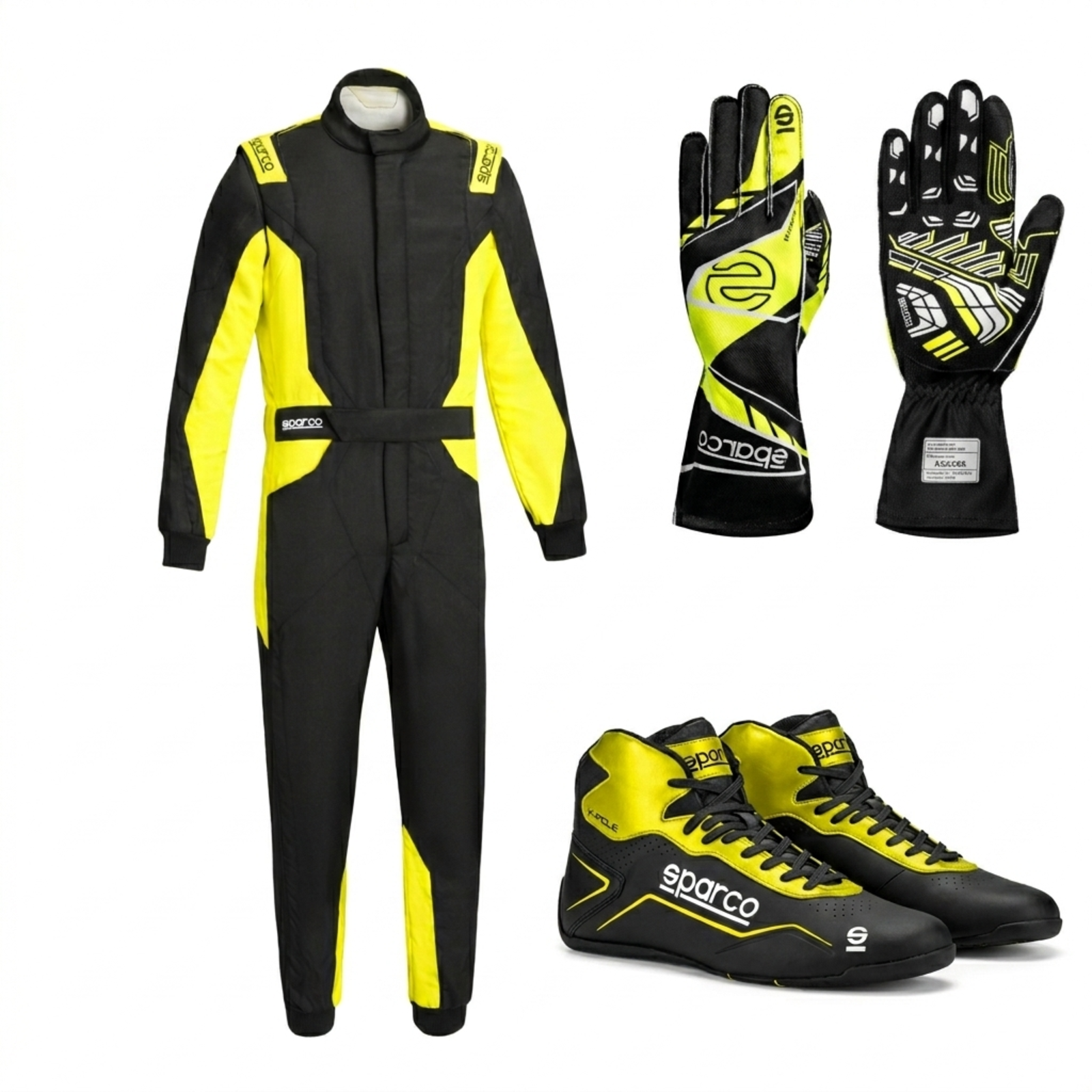 Sparco Sprint Advanced ASY Race Suit Bundle - Track Shoes & Gloves