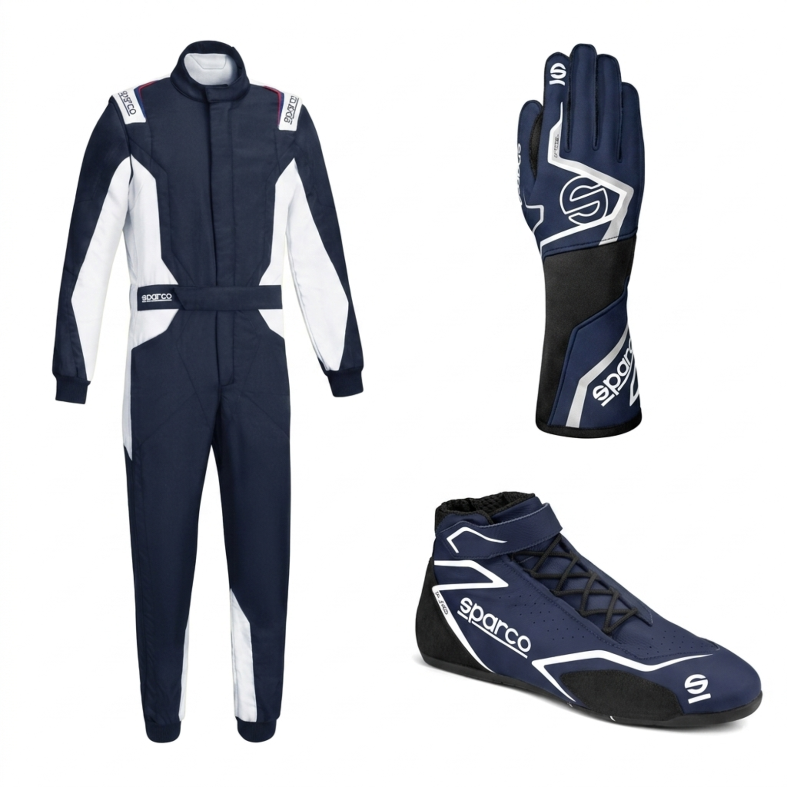 Sparco Sprint Advanced ASY Race Suit Bundle - Track Shoes & Gloves