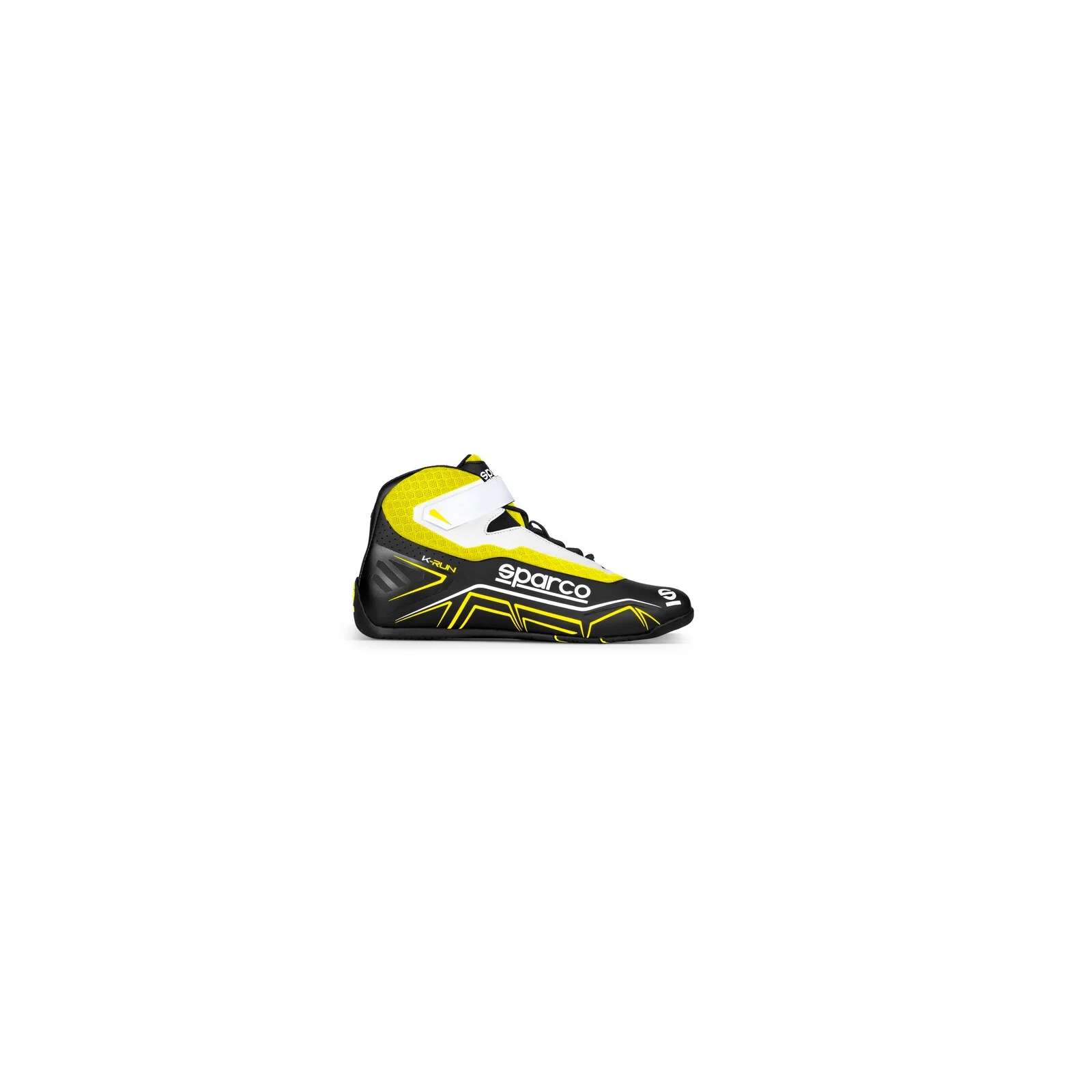 Sparco K-Run black and yellow karting shoes mid top go kart racing boots