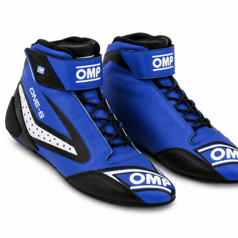 blue black high top karting shoes leather racing boots track day footwear race car pedal grip shoes sneakers