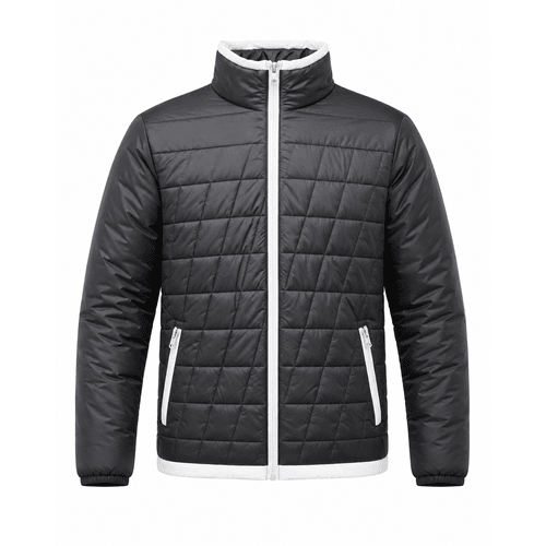 Contemporary Black & White Quilted Puffer Jacket - Lightweight Insulated Winter Outerwear