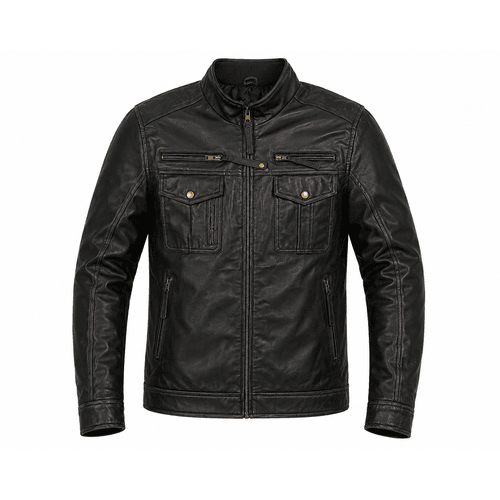 Premium Distressed Genuine Leather Motorcycle Jacket - Vintage Stand Collar Outerwear Coat Premium Distressed Genuine Leather Motorcycle Jacket - Vintage Stand Collar Outerwear Coat