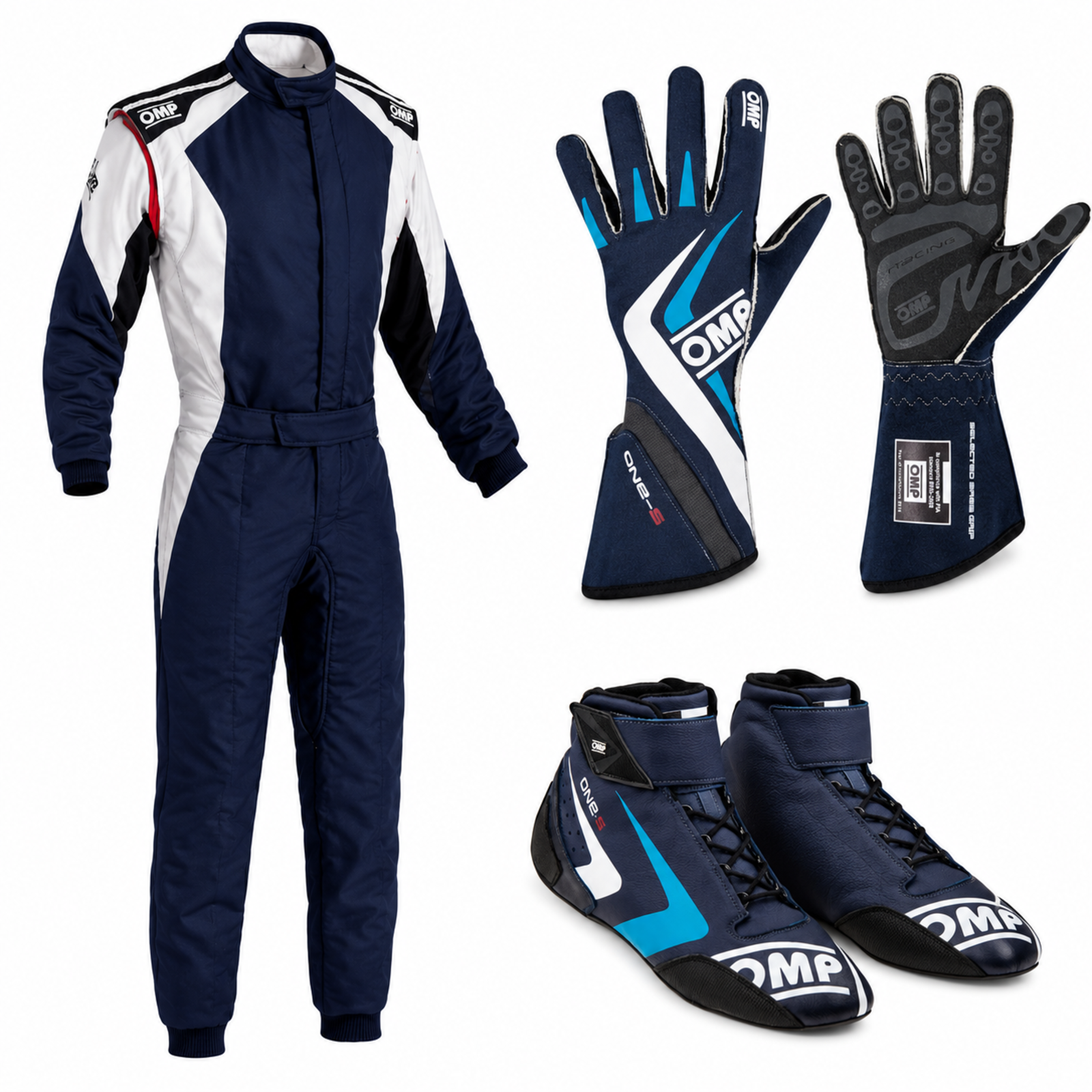 OMP Go Kart Racing Suit Complete Kit Digital Printed Level 2 Kart Suit Shoes & Gloves