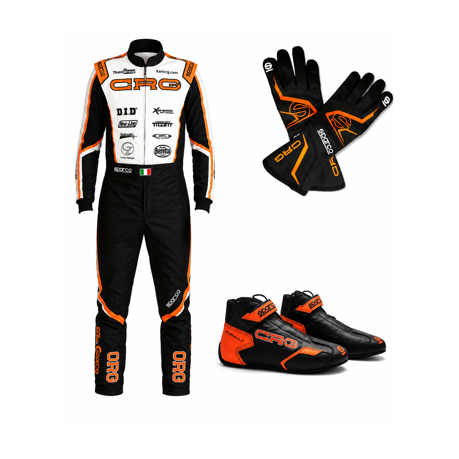 Sparco CRG Racing Suit Kit | Pro Level 2 Orange Black Set