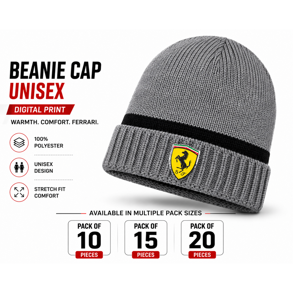Scuderia Ferrari Beanie Unisex Cap Digital Print Multipack Scuderia Ferrari Beanie Unisex Cap Digital Print Multipack