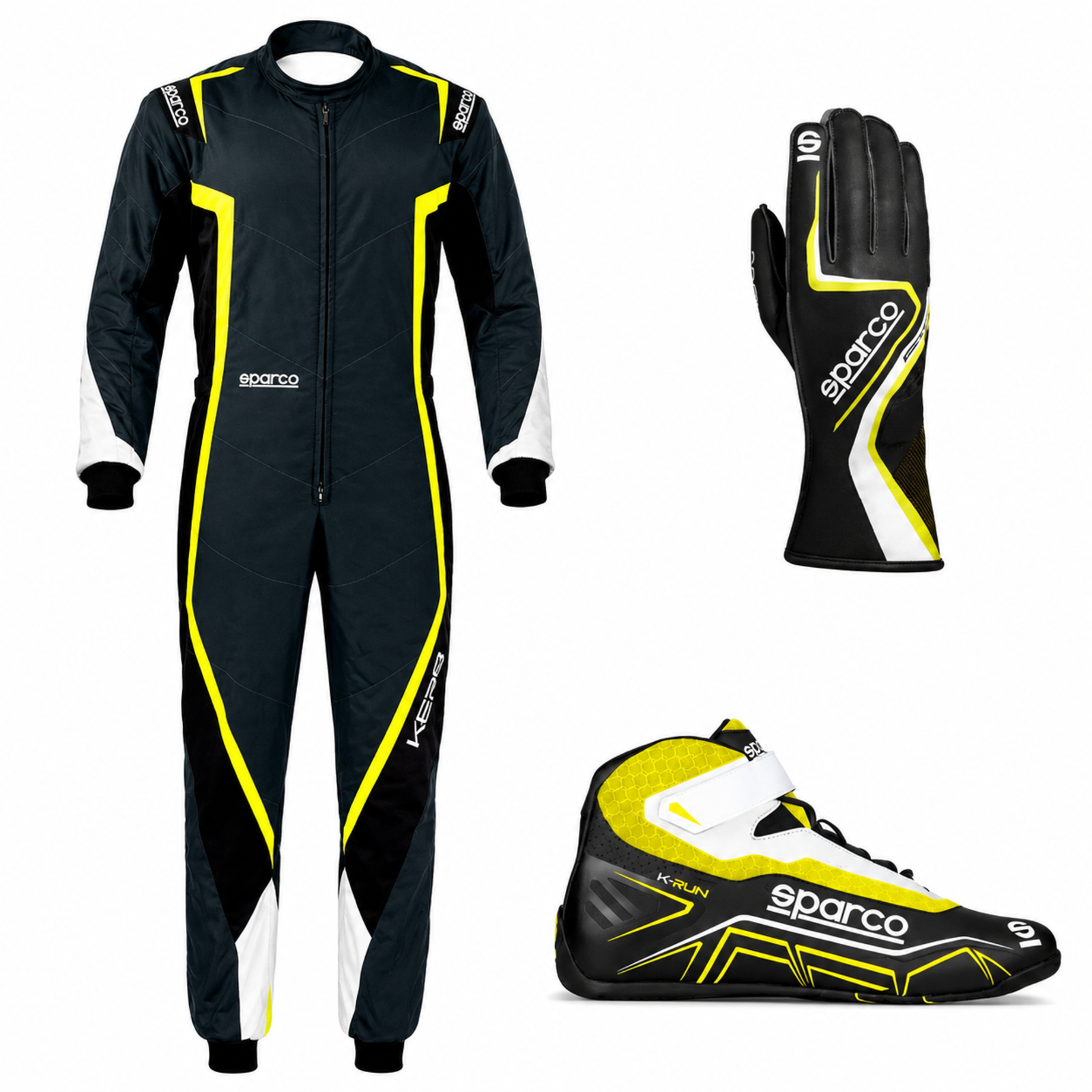 Sparco Kerb Karting Suit Kit with K-Run Shoes & Rush Gloves