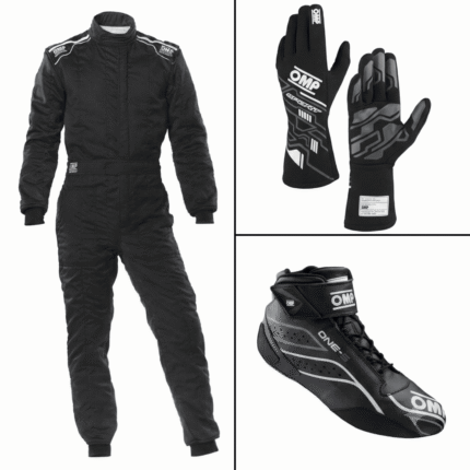 OMP Black Custom Go-Kart Racing Suit Kit | Track Gear Bundle