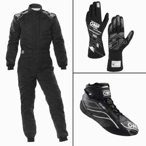 OMP Black Custom Go-Kart Racing Suit Kit | Track Gear Bundle
