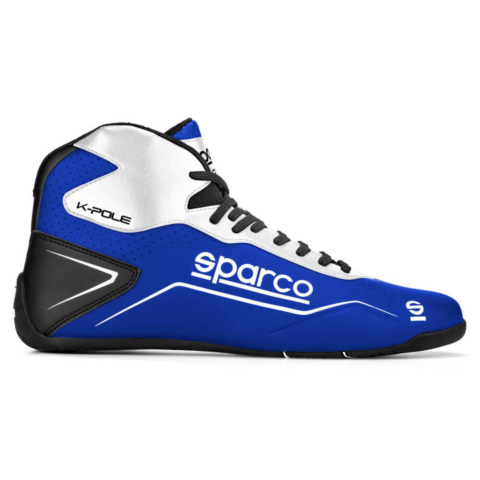 Sparco K-Pole karting shoes in blue and white racing boots for go kart racing Sparco K-Pole karting shoes in blue and white racing boots for go kart racing