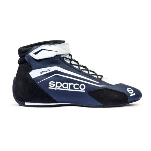 Sparco Skid blue and white racing shoes mid top leather race boots