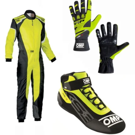 OMP KS-3 Fluo Yellow Black Karting Suit Kit | Pro Level 2 Set
