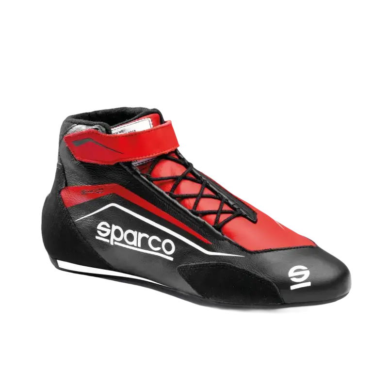 Sparco Skid red and black racing shoes mid top leather race boots