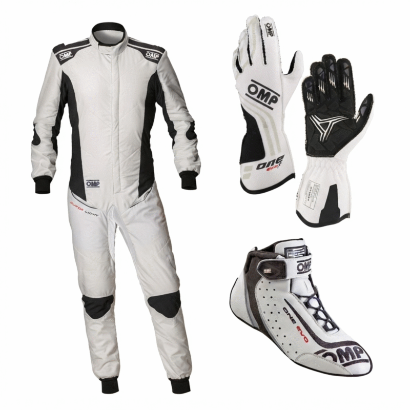 OMP One Evo Go Kart Racing Kit | White & Black