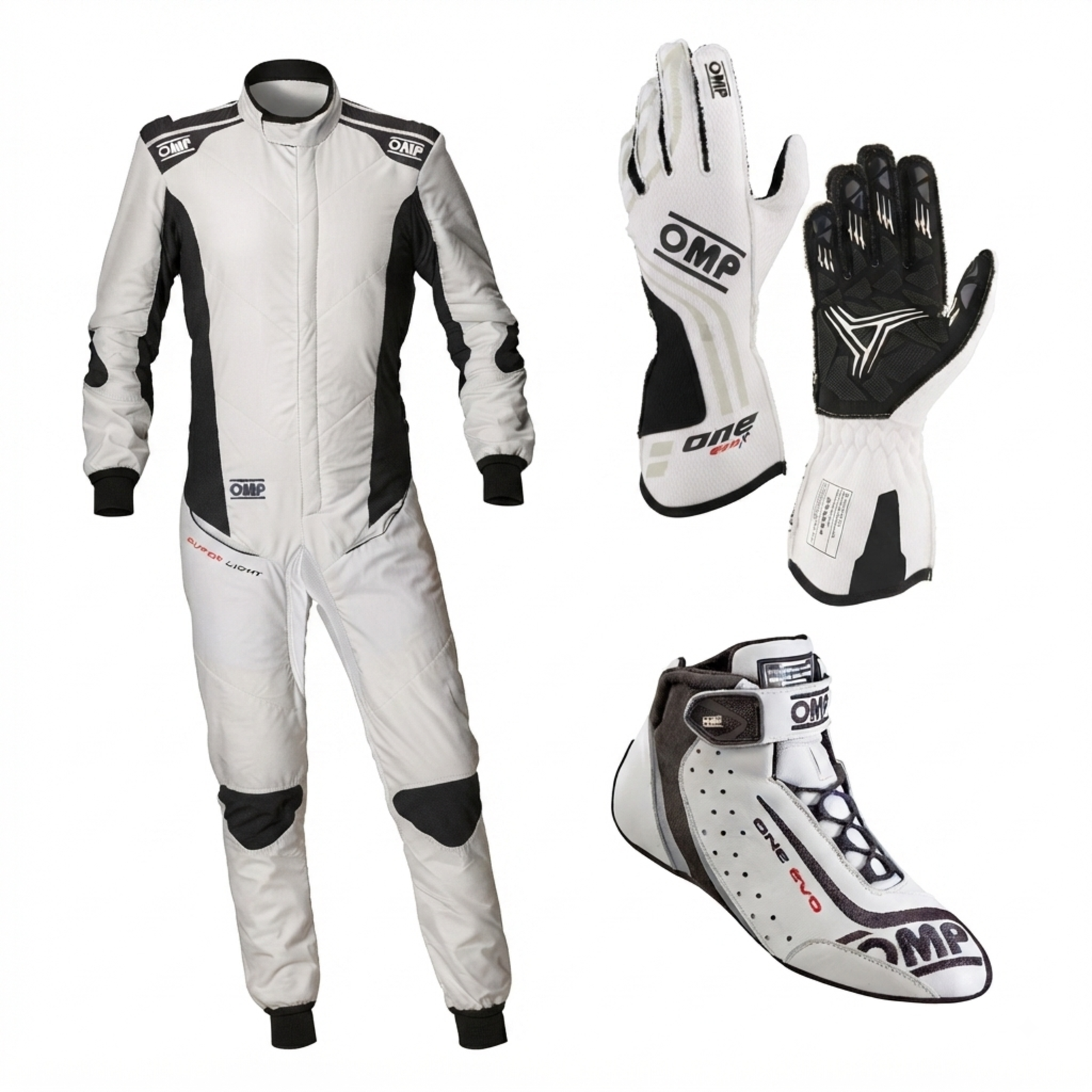 OMP One Evo Go Kart Racing Kit | White & Black OMP One Evo Go Kart Racing Kit | White & Black