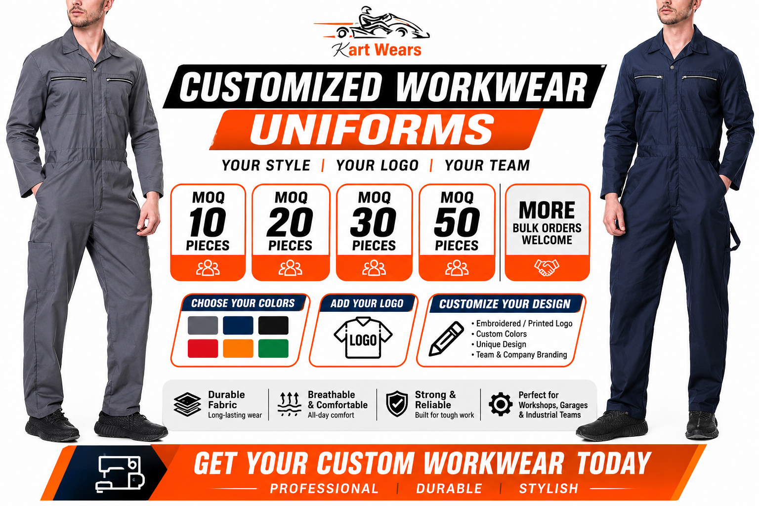 Custom Mechanic Workwear Overalls & Safety Jumpsuit | Kart Wears
