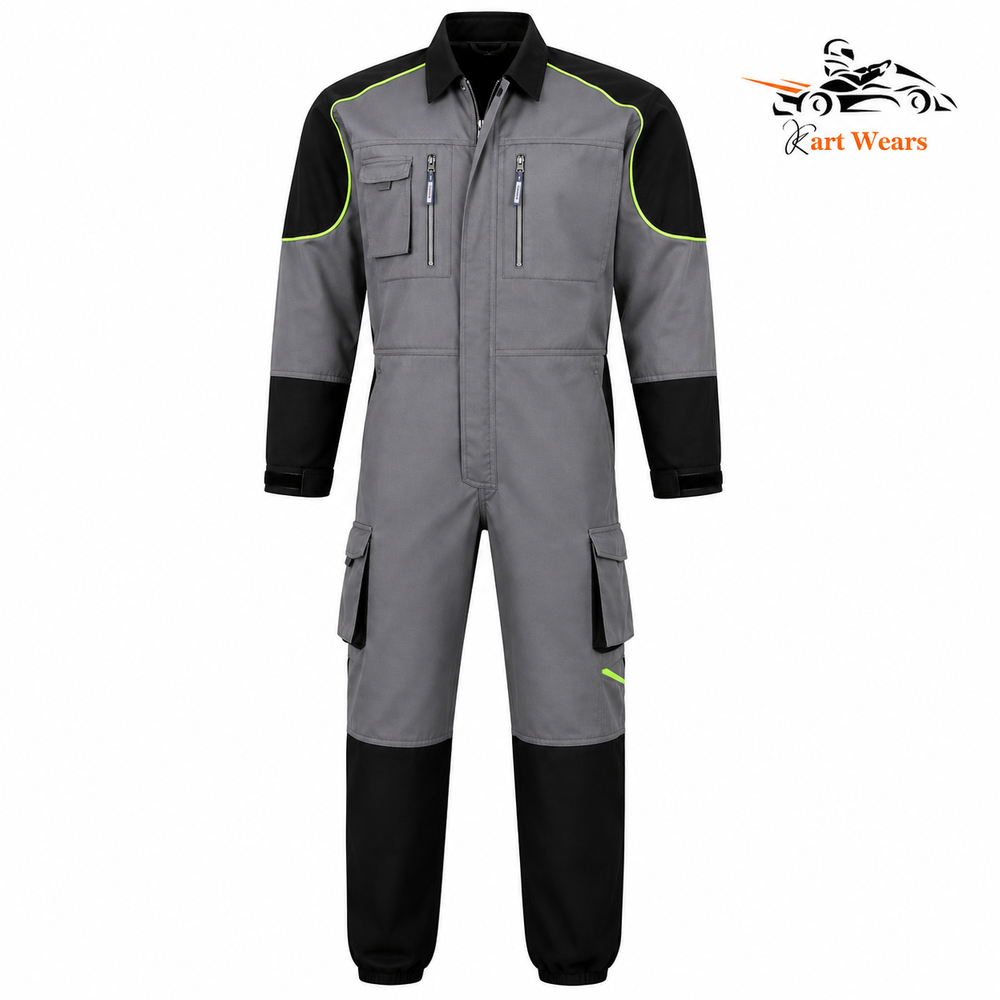 Outfit your team with Kart Wears customizable mechanic workwear overalls. Featuring durable polyester-cotton fabric, reinforced knees, and bulk pricing starting at 10 pieces.