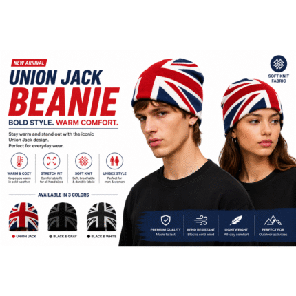Union Jack Beanie Knit Cap British Flag Winter Warm Streetwear