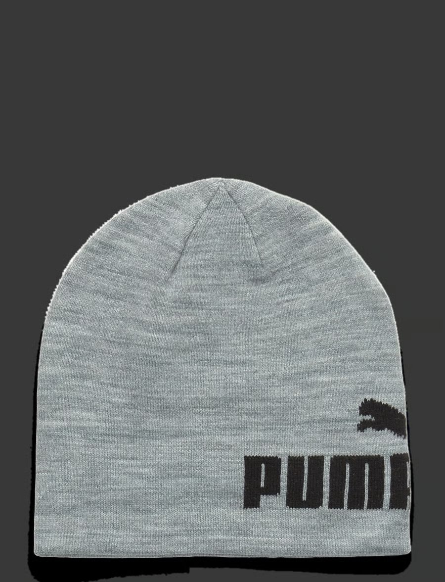 PUMA Classic Logo Knit Beanie Cap Grey Navy Winter Sportswear PUMA Classic Logo Knit Beanie Cap Grey Navy Winter Sportswear