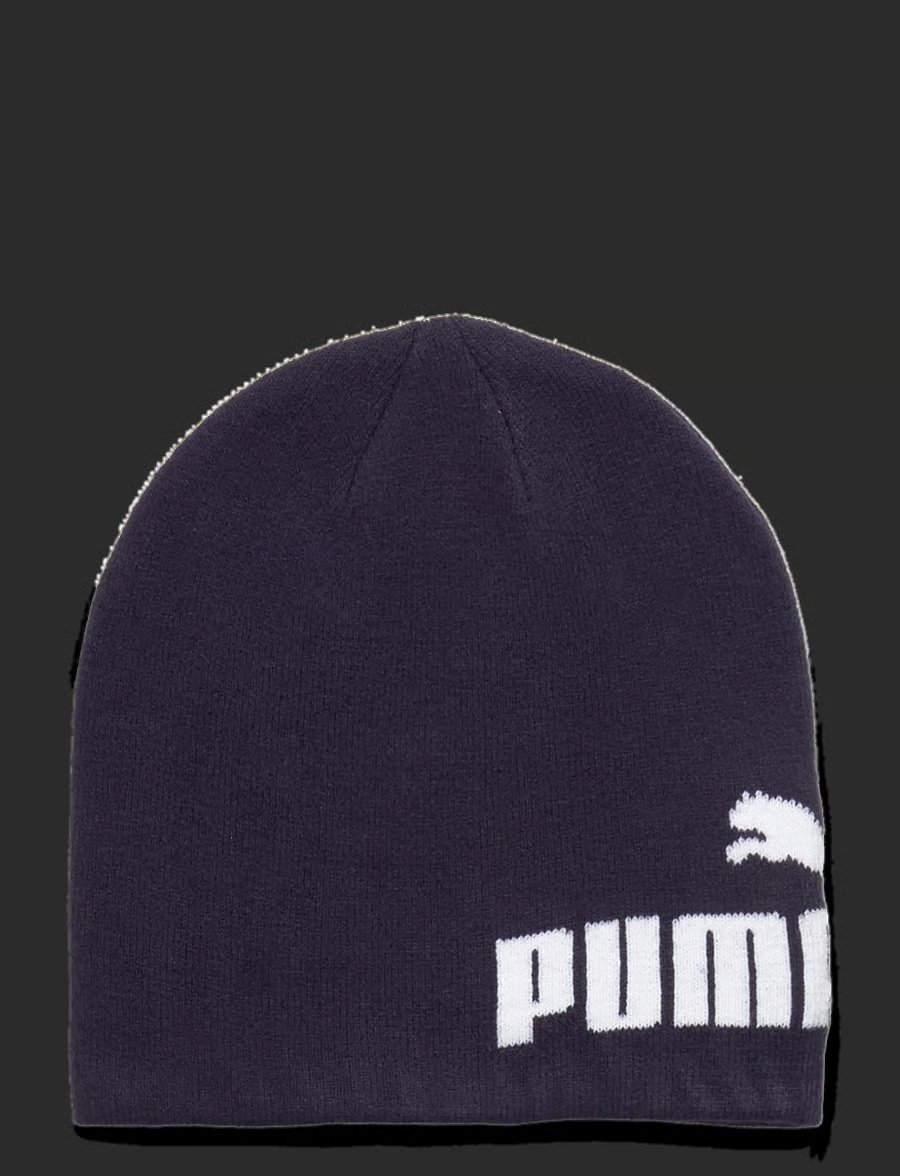 PUMA Classic Logo Knit Beanie Cap Grey Navy Winter Sportswear PUMA Classic Logo Knit Beanie Cap Grey Navy Winter Sportswear