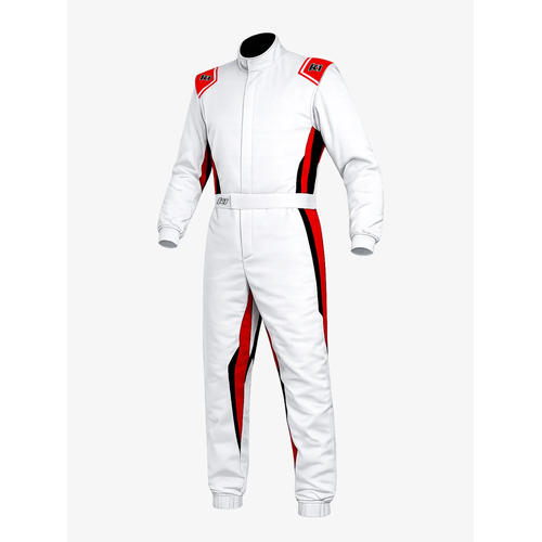 K1 Race Gear Precision SFI Auto Racing Suit - White / Red / Black Dual-Layer Flame-Retardant Fire Suit