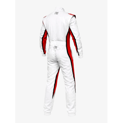 K1 Race Gear Precision SFI Auto Racing Suit - White / Red / Black Dual-Layer Flame-Retardant Fire Suit