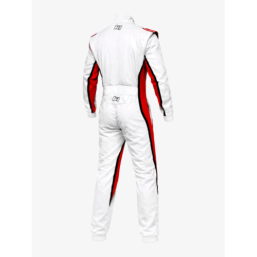 K1 Race Gear Precision SFI Auto Racing Suit - White / Red / Black Dual-Layer Flame-Retardant Fire Suit