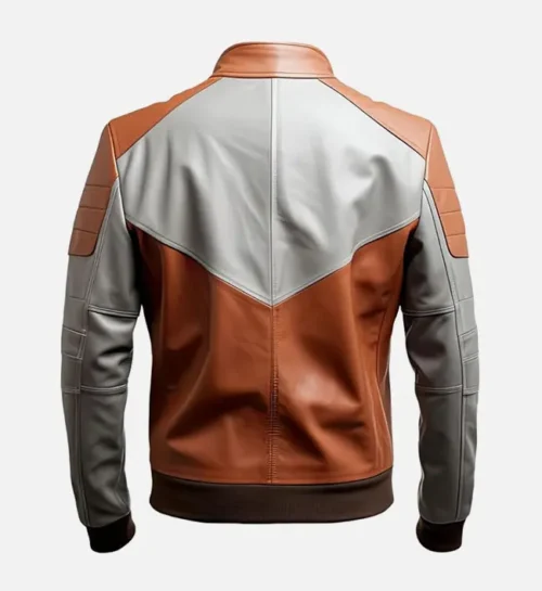 Kartwears Men's Rust Ash Grey Motorcycle Leather Jacket – Stand-Up Collar & Rib-Knitted Cuffs