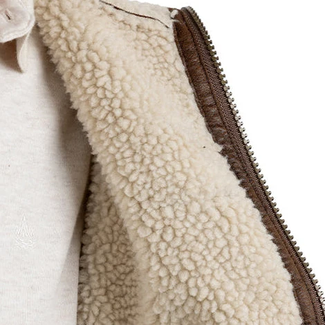 Kartwears Men's Sherpa-Lined Faux Nubuck Aviator Jacket – Zip Front & Shearling Collar