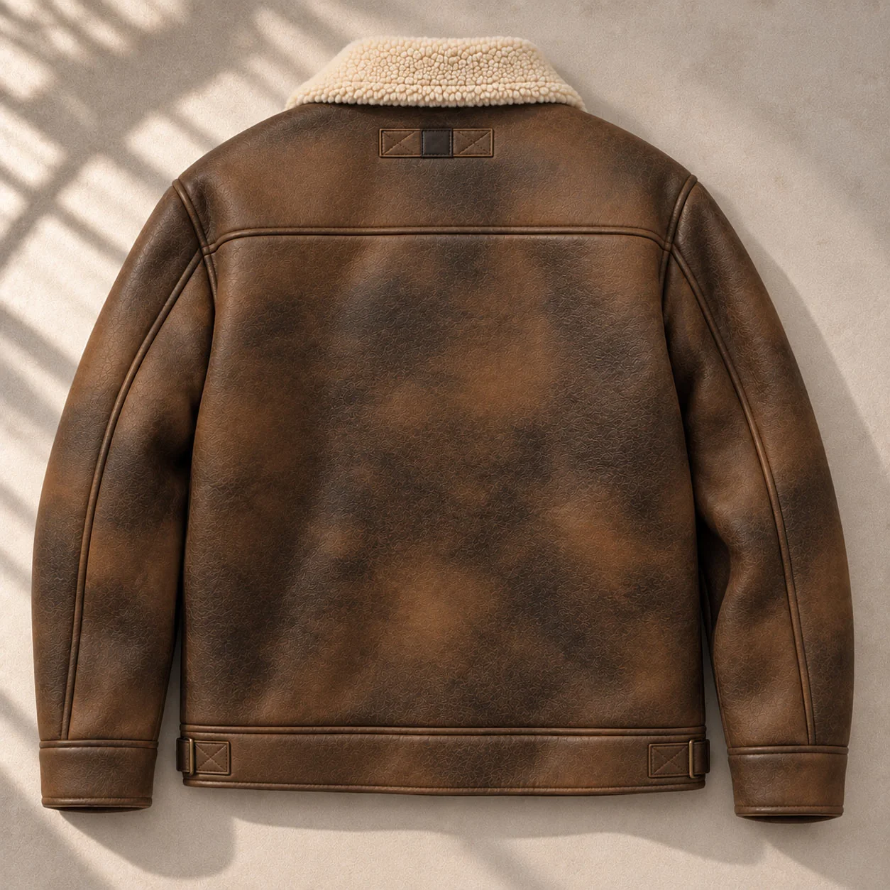 Kartwears Men's Sherpa-Lined Faux Nubuck Aviator Jacket – Zip Front & Shearling Collar