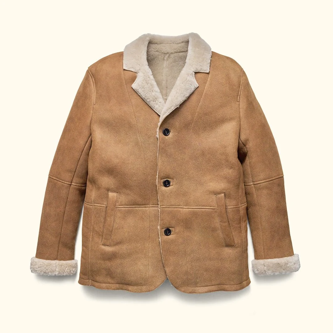 Men's Genuine Suede Shearling Leather Blazer Jacket | Kartwears