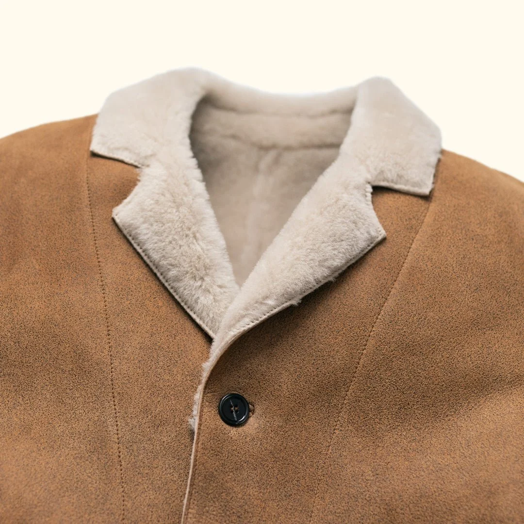 Men's Genuine Suede Shearling Leather Blazer Jacket | Kartwears