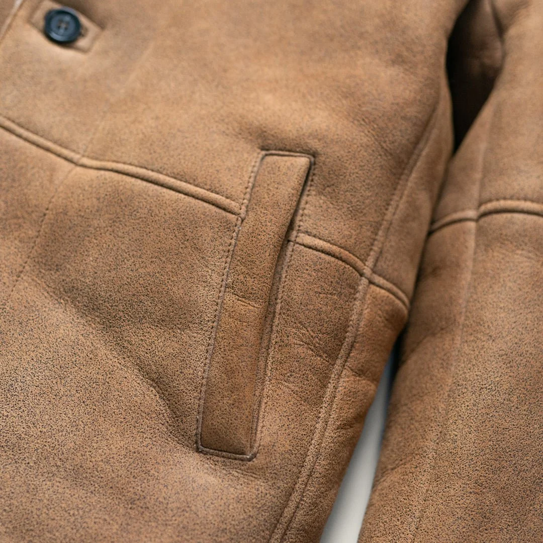 Men's Genuine Suede Shearling Leather Blazer Jacket | Kartwears