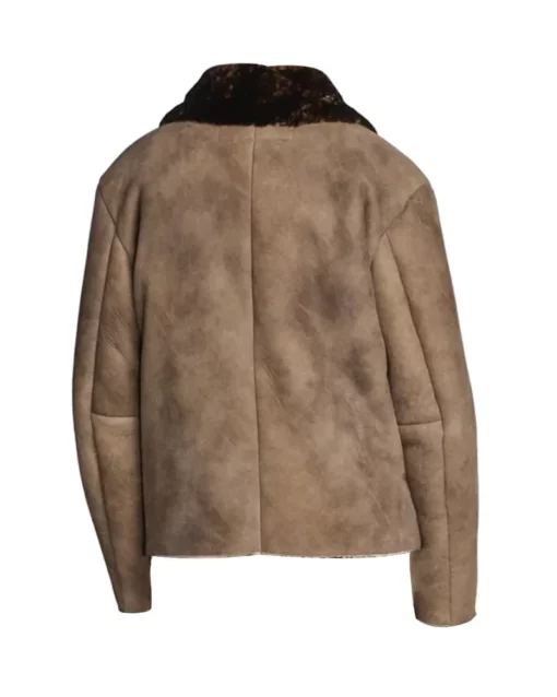Kartwears Men's Antique Brown Suede Shearling Leather Jacket – Zip Front
