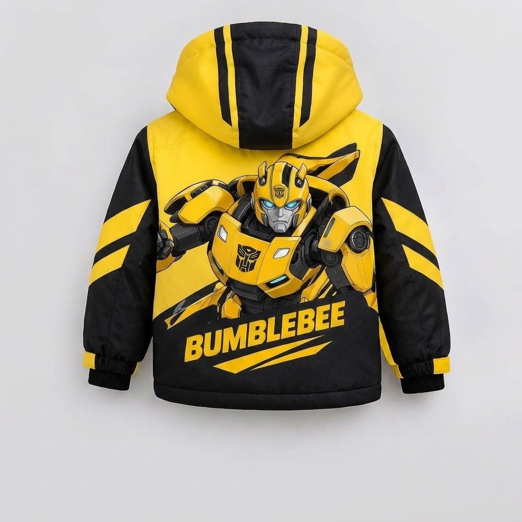 Transformers Bumblebee Winter Puffer Jacket – Kids Digital Print Coat (3-13 Years) - Image 2