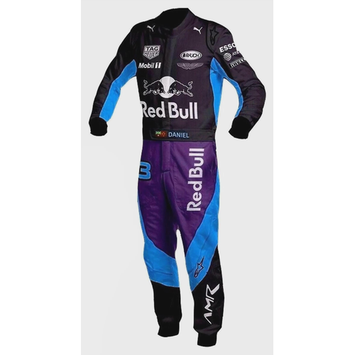 Red Bull Custom Racing Suit Purple & Blue – Digitally Printed Daniel #3 Jumpsuit for Kids & Adults by UK Sports
