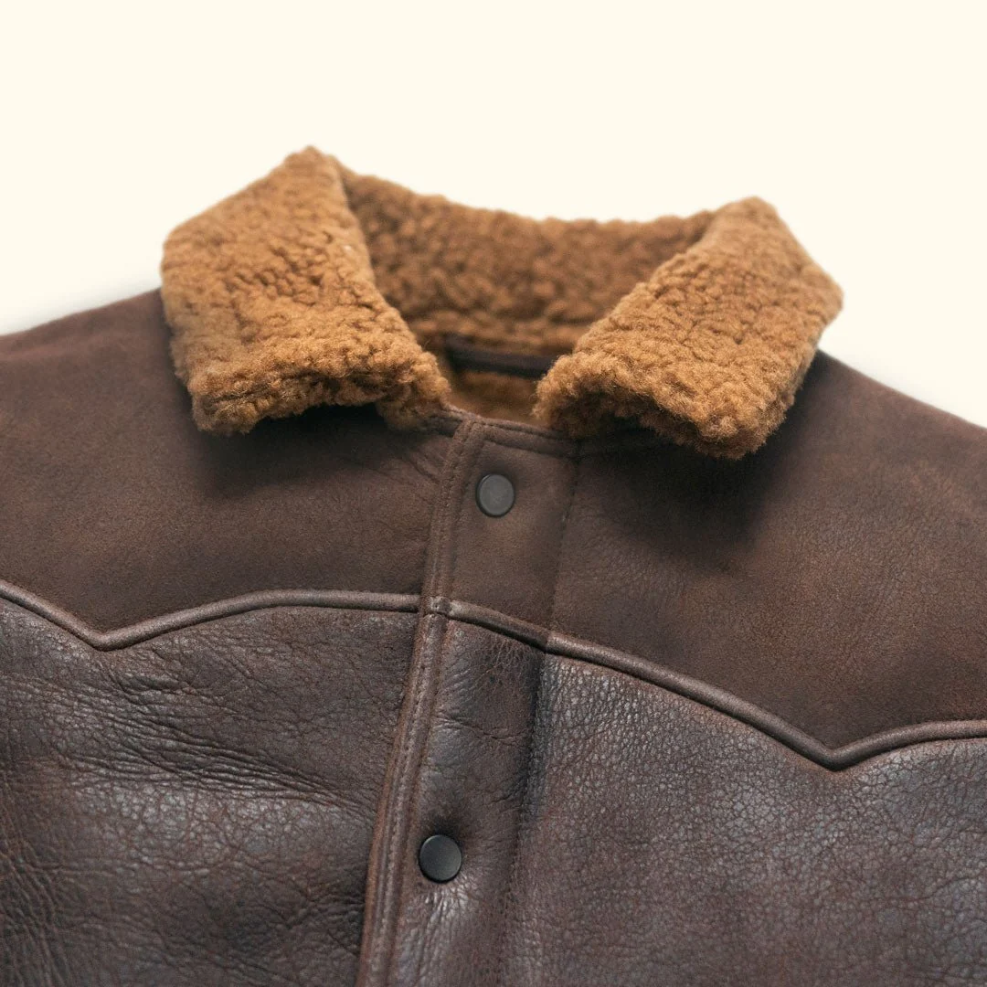 Kartwears Men's Genuine Grain Leather Shearling Bomber Jacket – YKK Zip & Snap Placket - Image 5