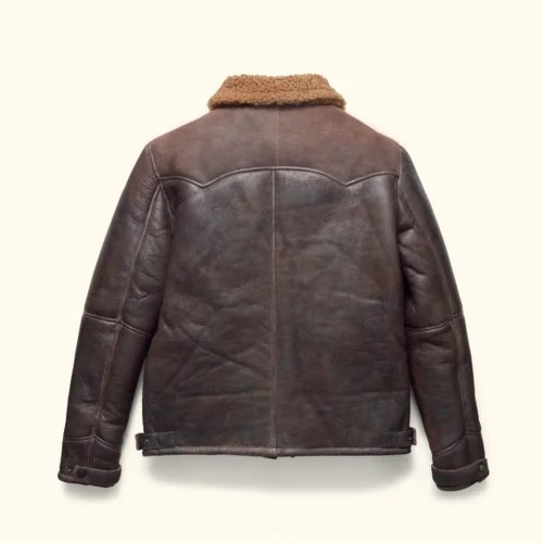 Kartwears Men's Genuine Grain Leather Shearling Bomber Jacket – YKK Zip & Snap Placket - Thumbnail Image 4
