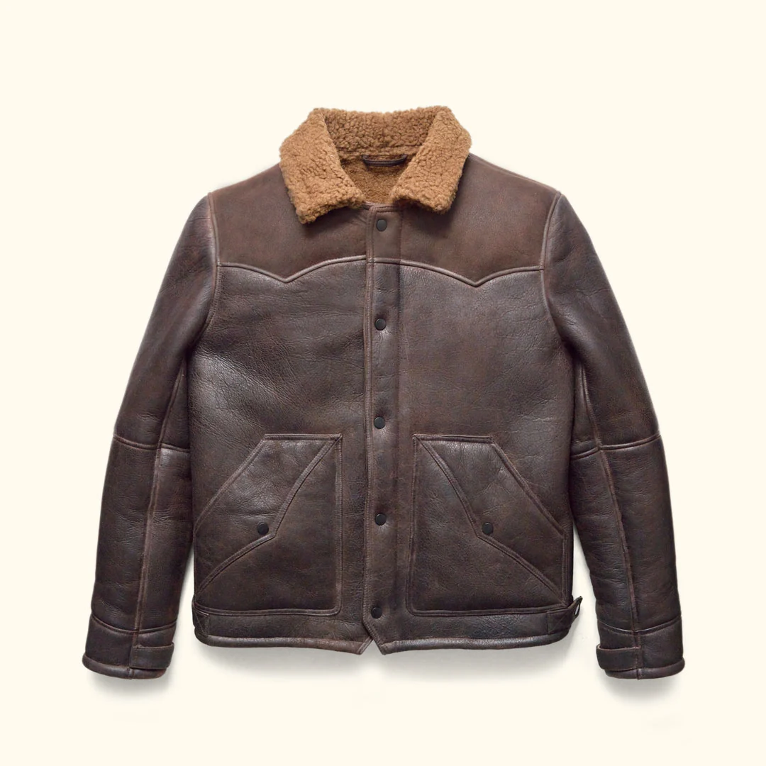 Kartwears Men's Genuine Grain Leather Shearling Bomber Jacket – YKK Zip & Snap Placket - Image 2
